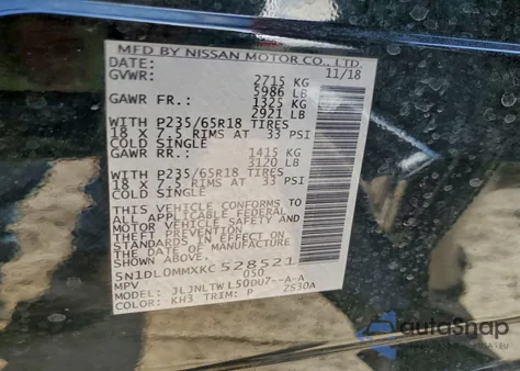 2019 Infiniti Qx60 Luxe z USA, uszkodzony, nr VIN 5N1DL0MMXKC528521